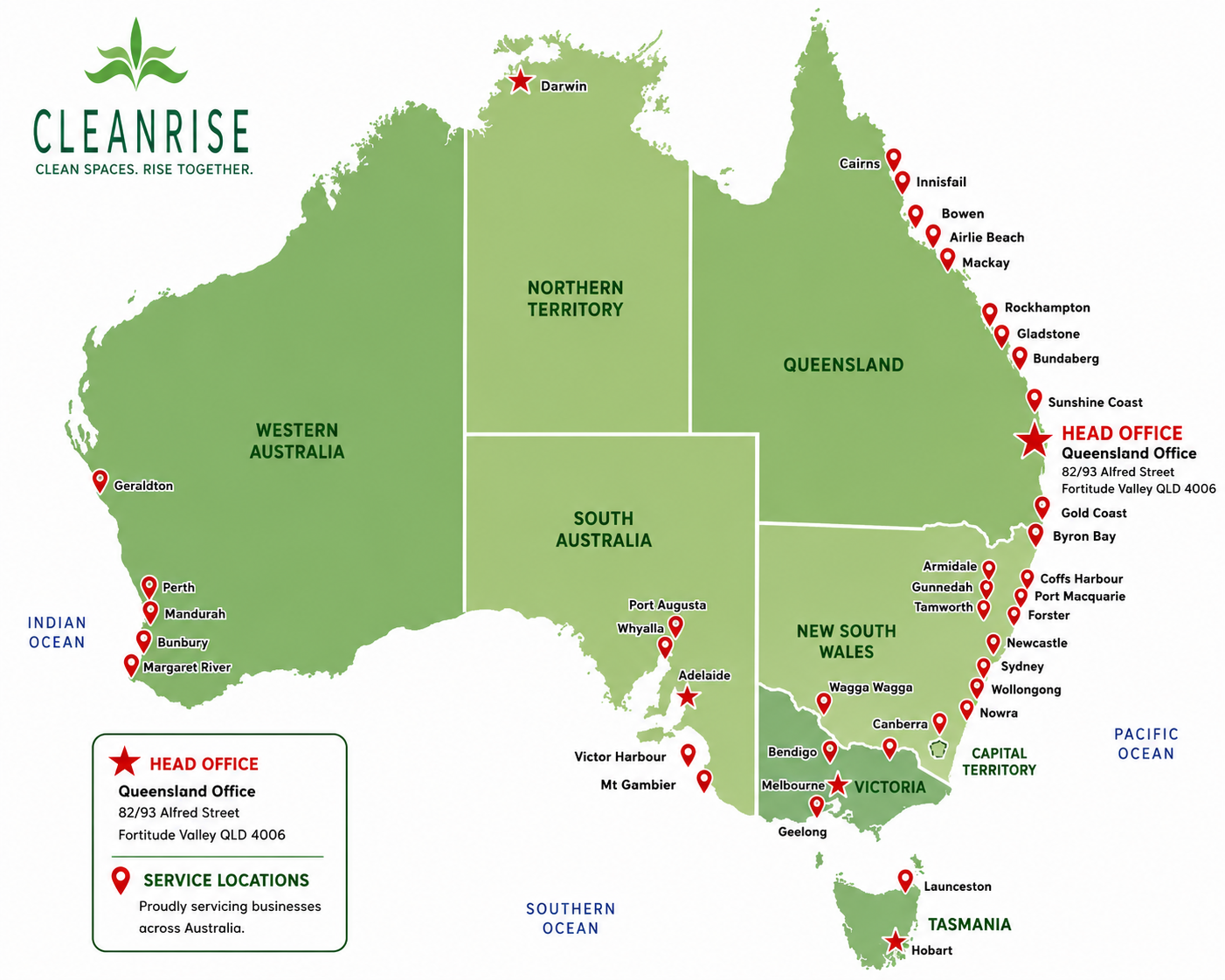 CleanRise nationwide coverage across all Australian states and territories
